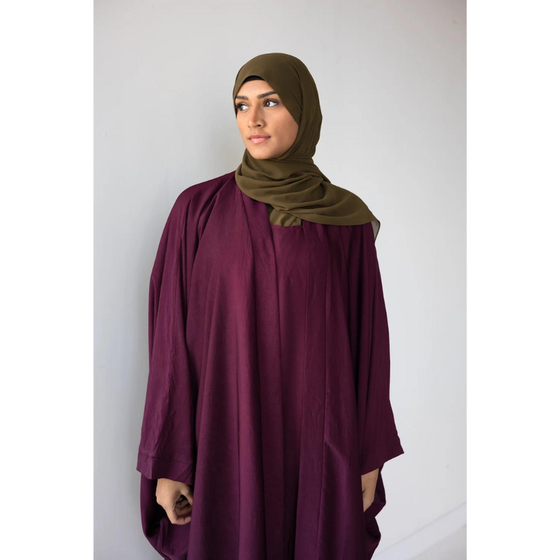 Slip Dress and Loose Fit Abaya Electric Cherry