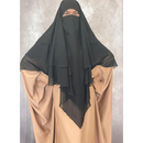 Chiffon Three Layered Princess Khimar - Black (C52)