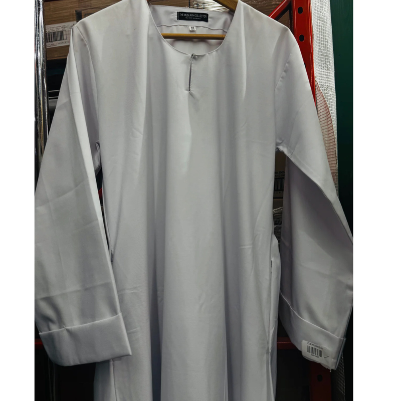 CLEARANCE SAMPLE SALE Umm Salama Thick Cotton Linen Blend Loose Fit Abaya (Cool White)