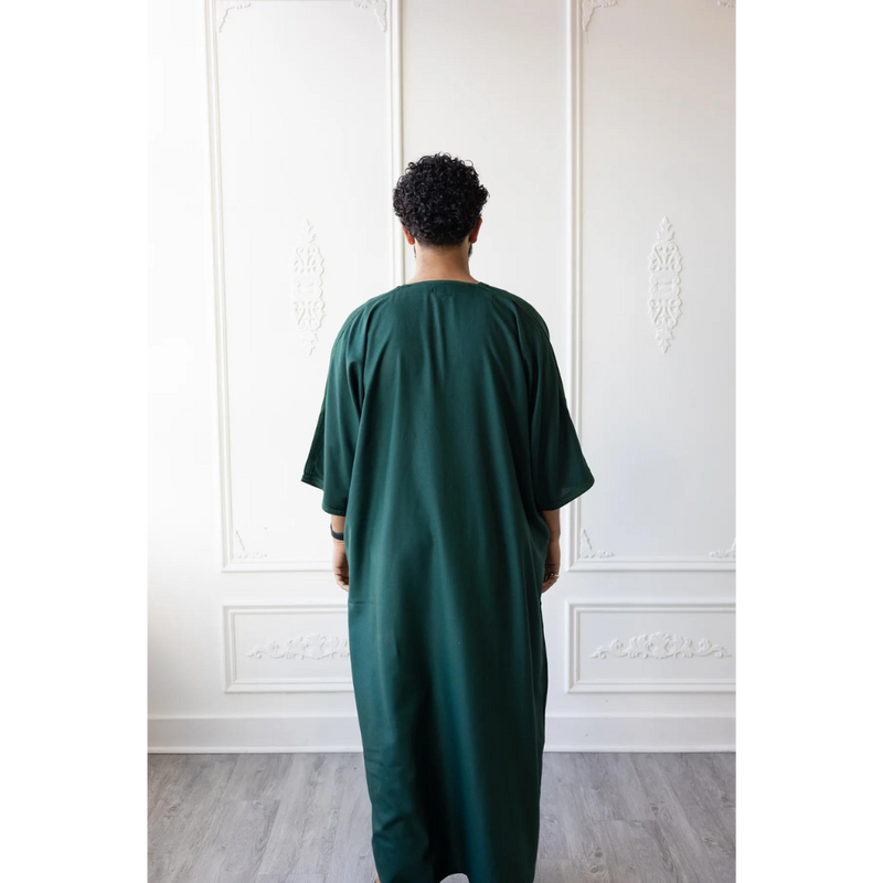 Moroccan 3/4 Sleeve Thobe - Emerald