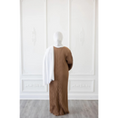 Pleated Plain Abaya (Saddle Brown)