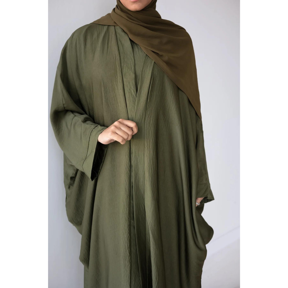 Slip Dress and Loose Fit Abaya (Wild Forest) 58 / Wild Forest Green