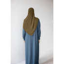 CLEARANCE SALE Button Front Abaya with Pleated Bishop Sleeves  - (Midsummer Blue) - 70,76,77,78