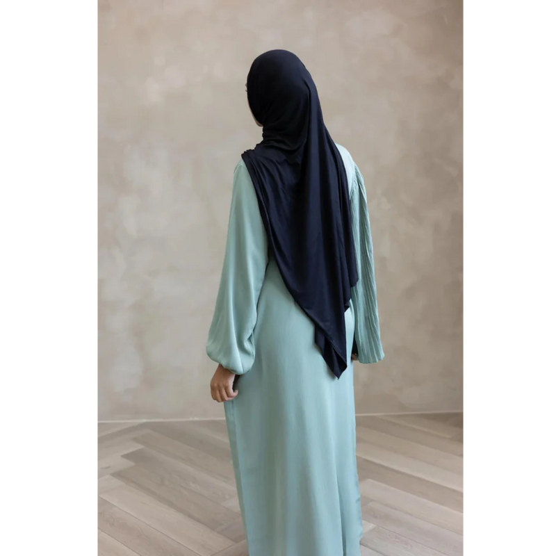 CLEARANCE SALE Sale Sawda Pleated Glam Abaya with Stone Belt - Green Tea (A47)