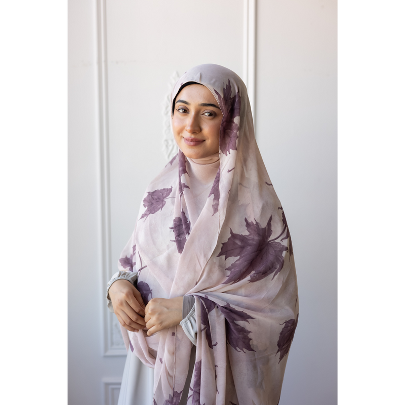 Printed Chiffon Hijab (Maple Leaf)