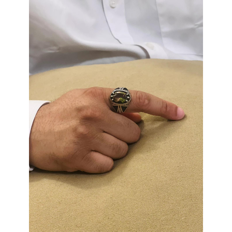 Citrine Real Sterling Silver Mens Islamic Ottoman Ring