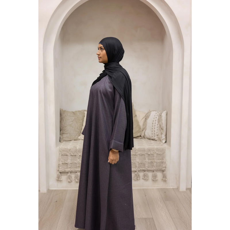Luxury Linen Abaya - Midnight Onyx (A80)