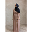 CLEARANCE SALE Sawda Pleated Glam Abaya with Stone Belt (Camel Brown)