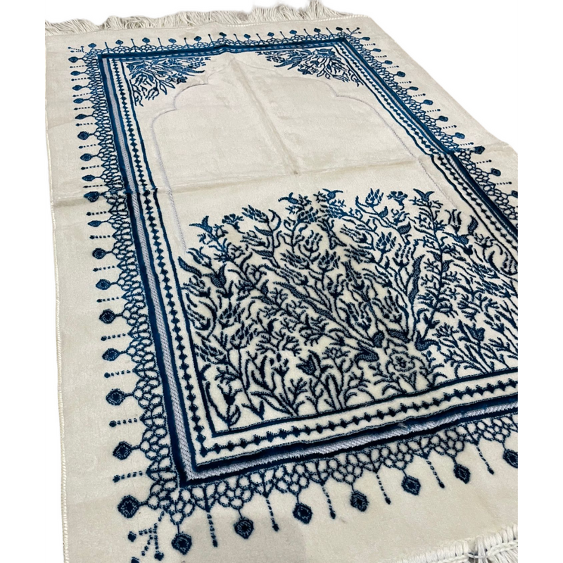 Blue & White Oriental Design Prayer Mat