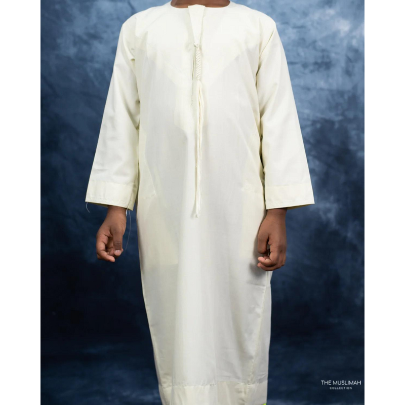 Mini Muslim Kids Boys Thobe Cornsilk for Kids/Boys