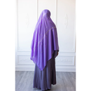 Floral Embroidered Chiffon Hijab Hand Work - Orchid purple