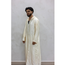 Moroccan Striped Hoodie Thobe (Pearl)