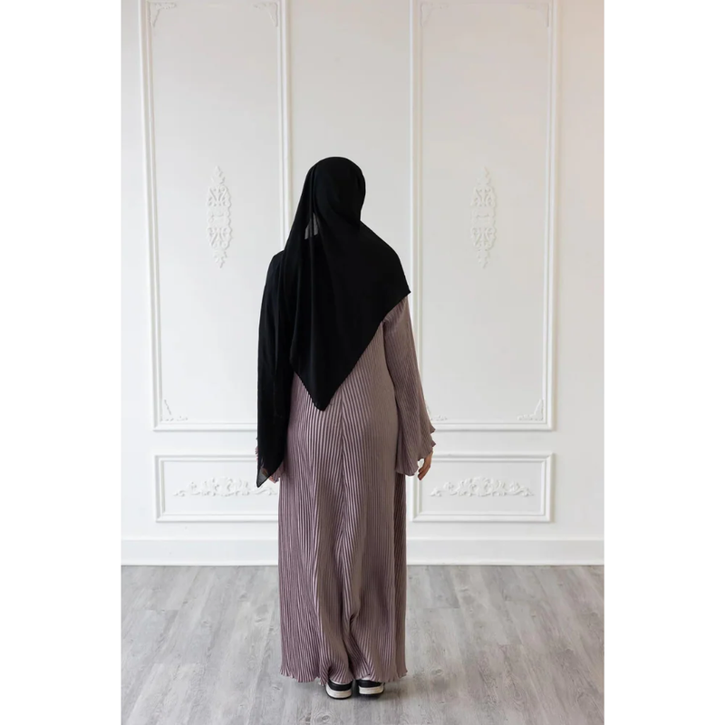 Pleated Plain Abaya (Soft Peach)