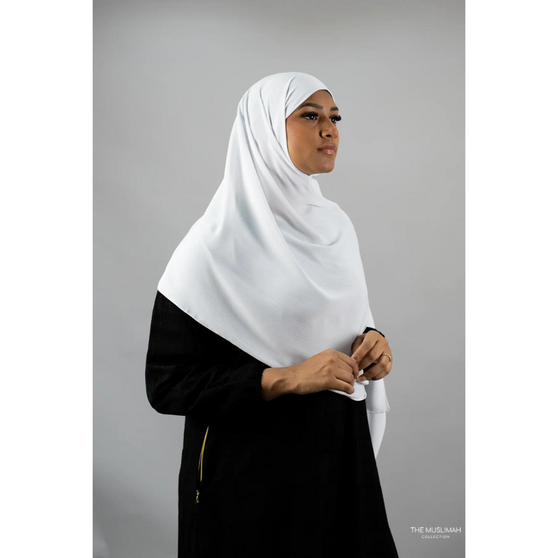 White Silk Crinkle Chiffon Hijab