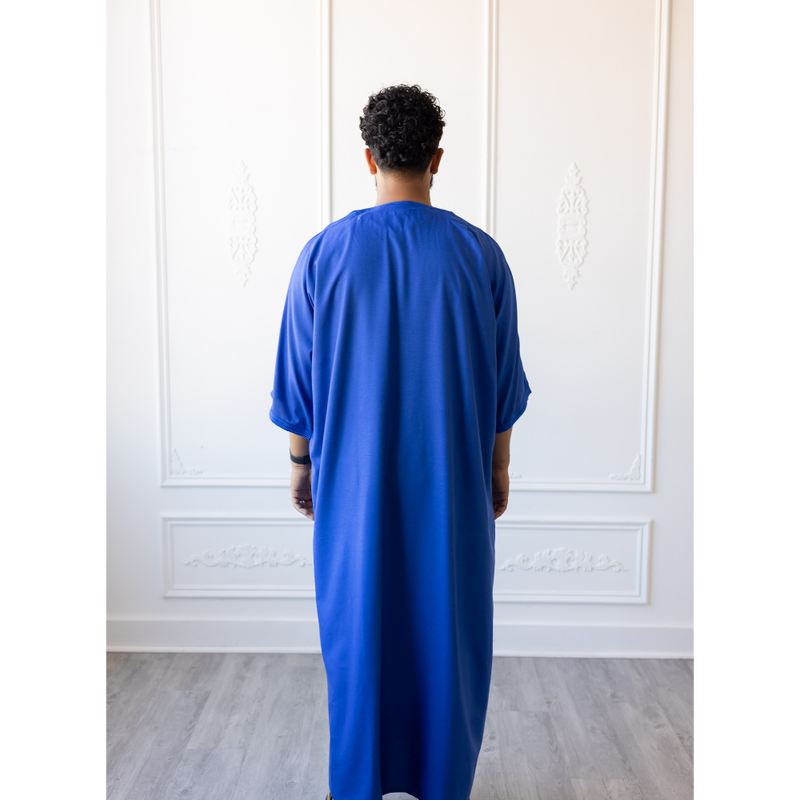 Moroccan 3/4 Sleeve Thobe - Moroccan Blue