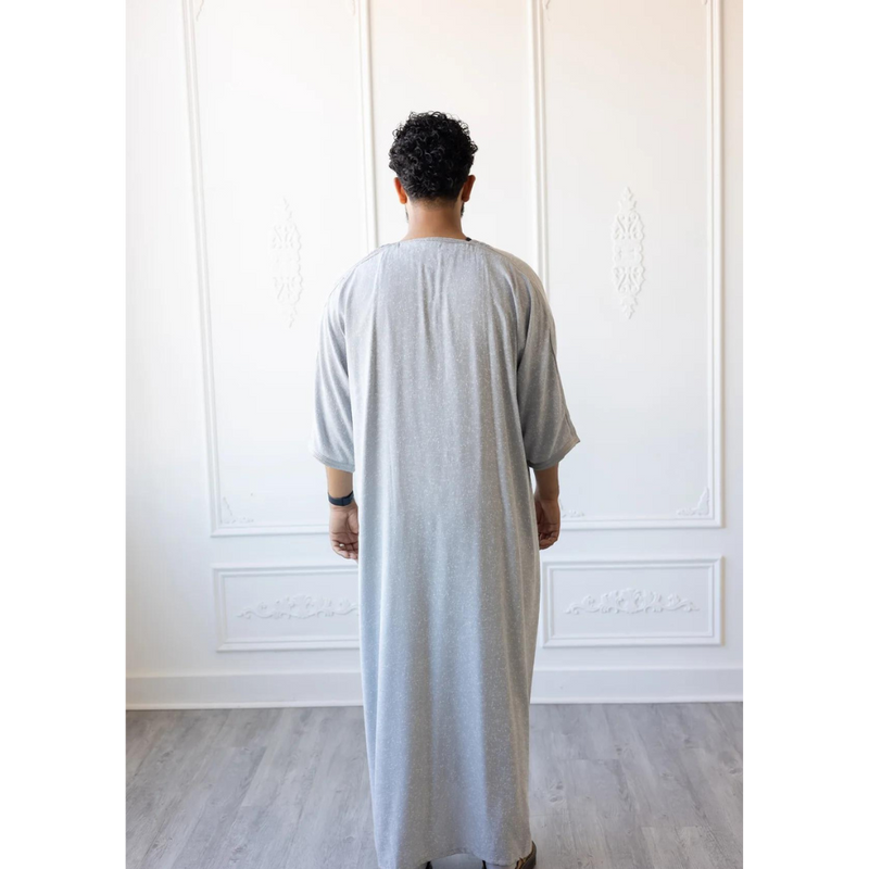 Moroccan 3/4 Sleeve Thobe (Platinum)(C79)