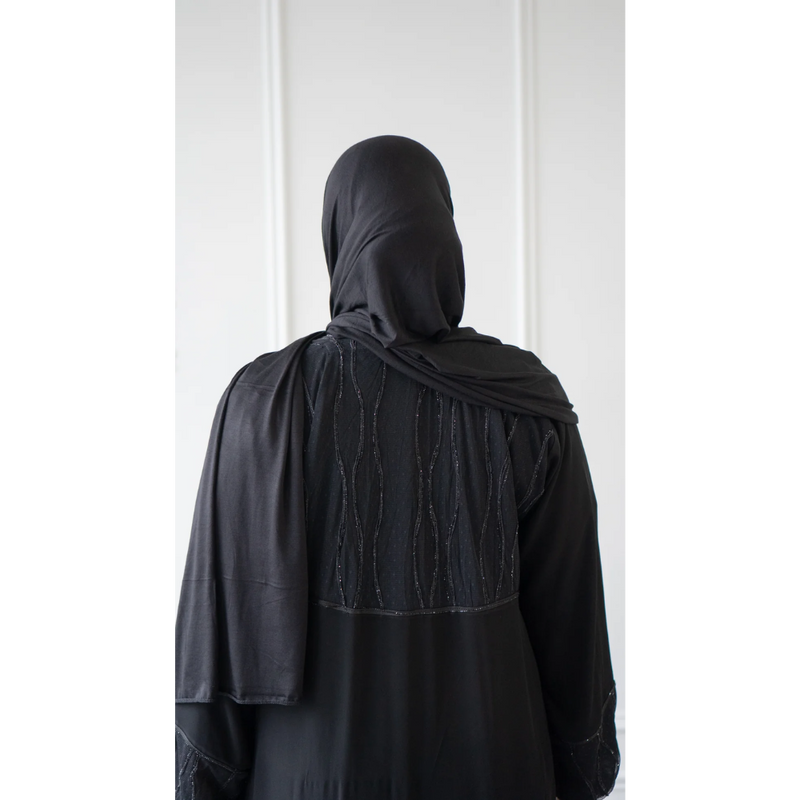 Eid Abaya Rain Splatter (Black)