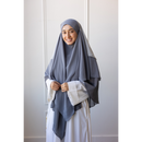 Chiffon Three Layered Princess Khimar - Ombré Grey (C56)
