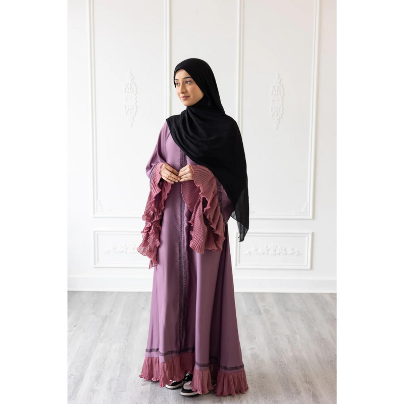Ruffle Sleeve Glam Abaya (Cherry Blossom)