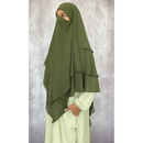 Chiffon Three Layered Princess Khimar (Olive)