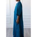 Moroccan Short Sleeve Kids-Boys Thobe (Turquoise with Top Down Embroidery)