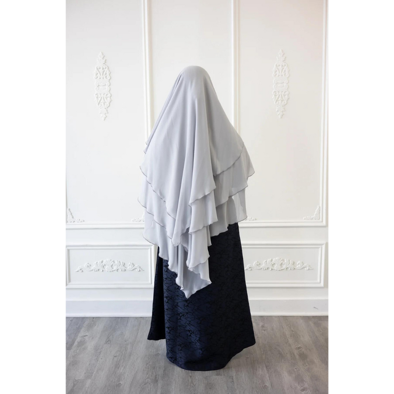 Chiffon Three Layered Princess Khimar (Dove Grey)
