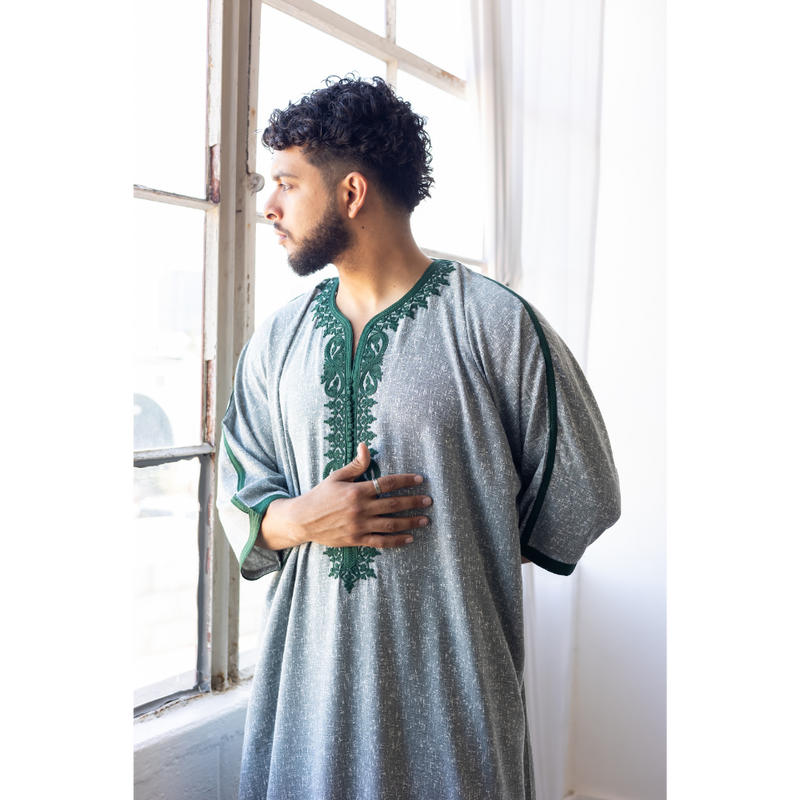 Moroccan 3/4 Sleeve Thobe Sea Mist