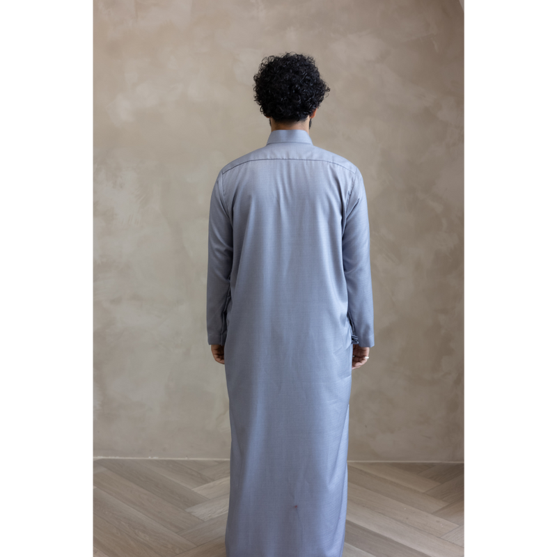 Saudi Collared Thobe Jubbah - MC Cotton Blend (Light Denim)