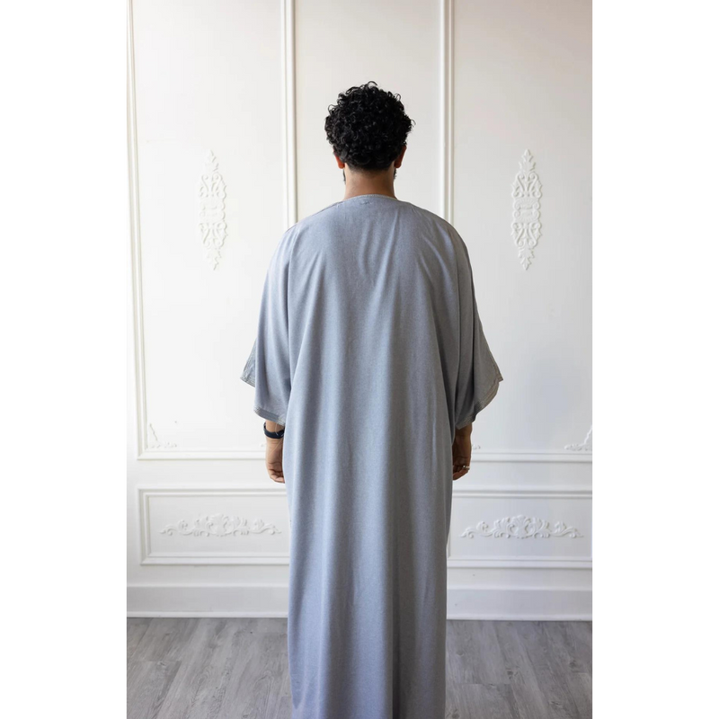 Moroccan 3/4 Sleeve Thobe (Grey)(C77)