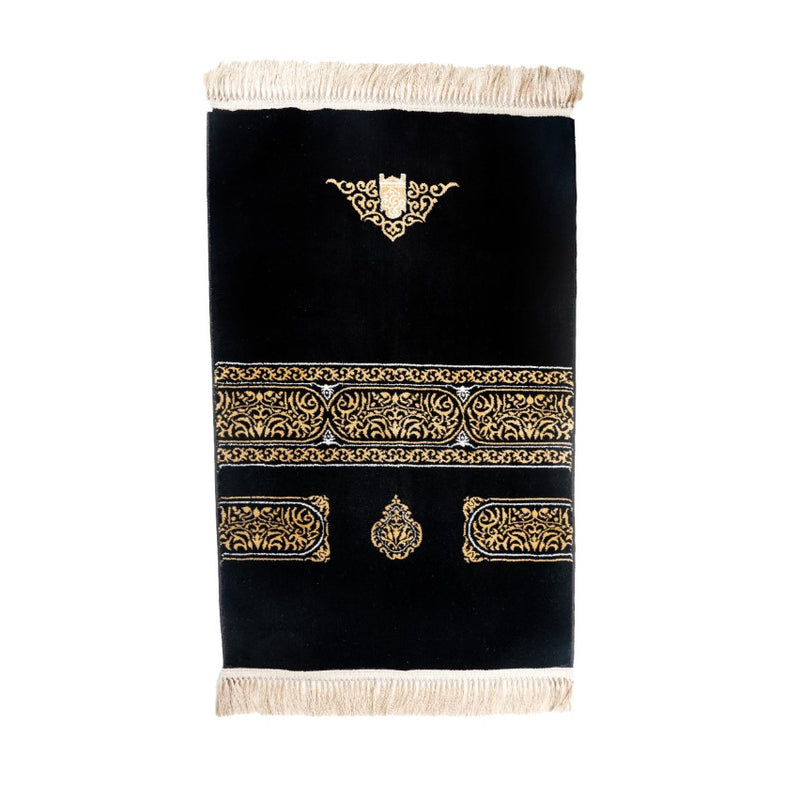 Al Rawdah Kaaba-Inspired Premium Prayer Mat – Kiswa (Black and Gold)  13mm