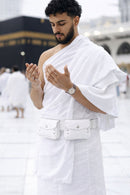 Ihram Belt with Dual Secure Pouches – White