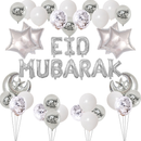 Foil Eid Mubarak Package - Eid Mubarak Balloons with Five Pointed Stars and Crescents and Balloons