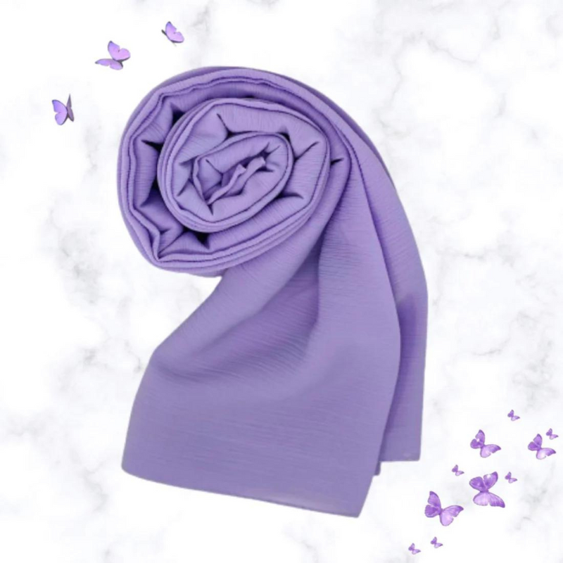 Lavender Purple Silk Crinkle Chiffon Hijab