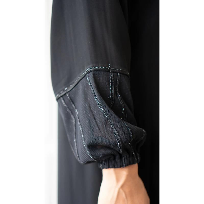 Eid Abaya Rain Splatter (Black)