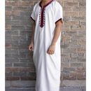 Moroccan Short Sleeve Kids-Boys Thobe (White and Maroon)