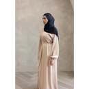 Sale Sawda Pleated Abaya with Stone Belt (Butter)
