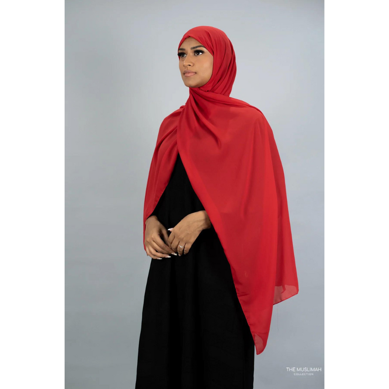 Ruby Red Chiffon Hijab