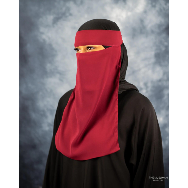 One Piece Single Layer Niqab (Maroon)