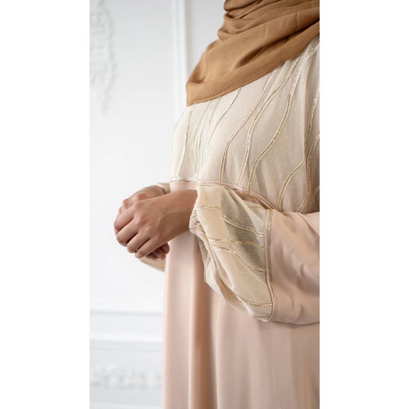 Eid Abaya Rain Splatter (Beige)
