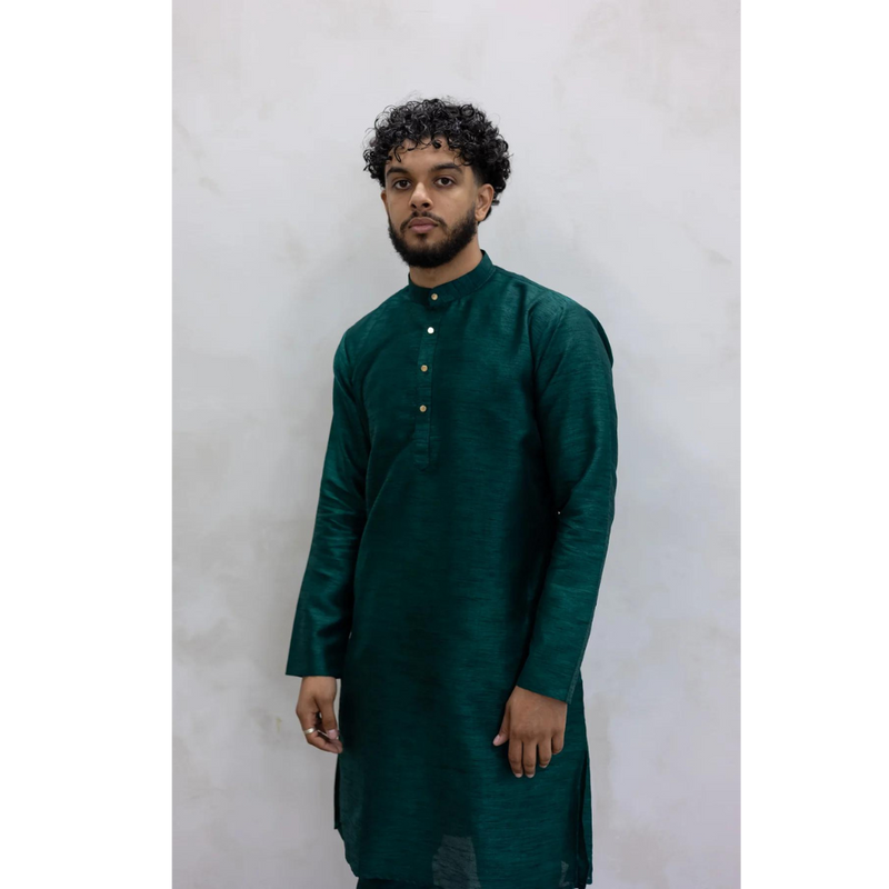 Sale Two Piece Suit Straight Fit Kurta - Green
