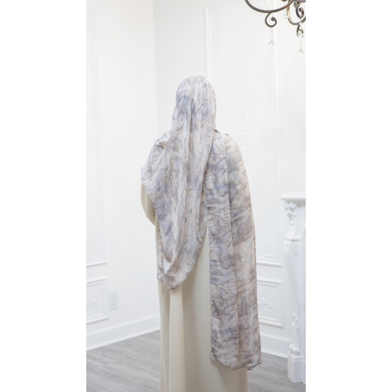 Printed Chiffon Hijab - Style 52 Aegean Marble