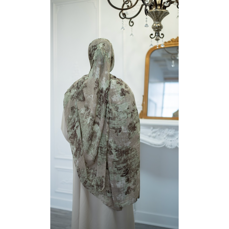 Printed Chiffon Hijab - Style 58 Sage Breeze