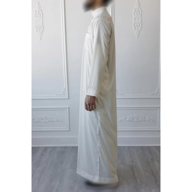 Saudi Collared Thobe (Parchment Cream)