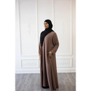 Sawda Textured Crepe Abaya (Deep Almond)