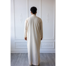 Saudi Collared Thobe Jubbah MC Cotton Blend (Chiffon White)