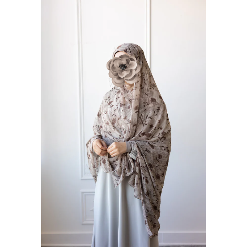 SOLD OUT Printed Chiffon Hijab - Brown Orchid
