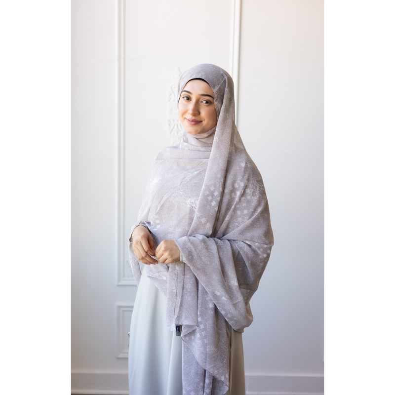 Printed Chiffon Hijab (Lilac Paisley)