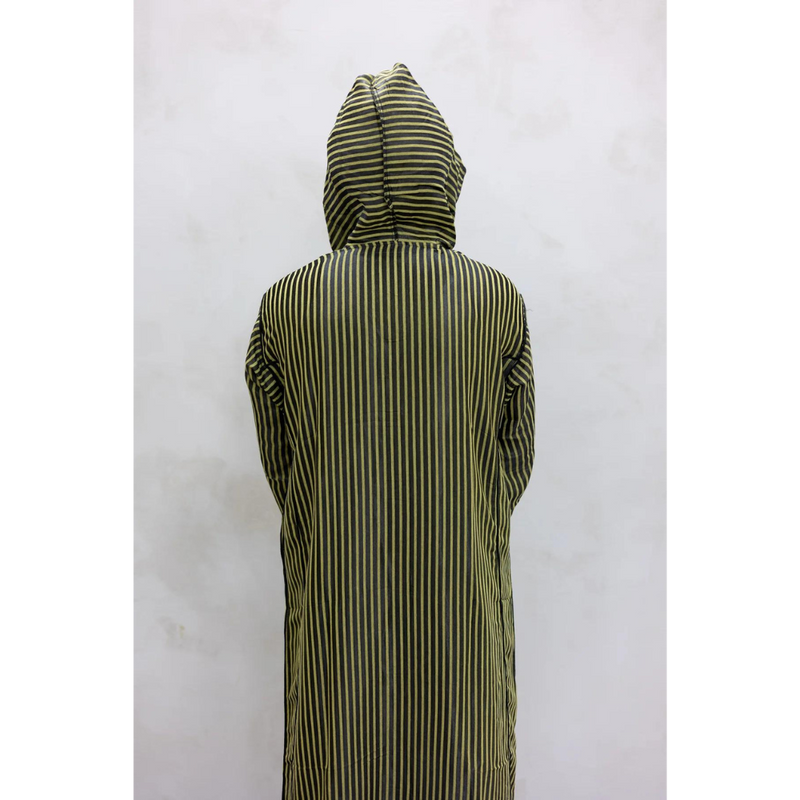 Moroccan Striped Style Hoodie Thobe - Forest Canopy
