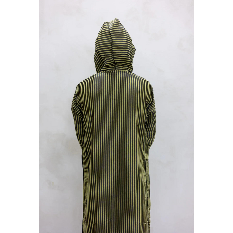 Moroccan Striped Hoodie Thobe (Forest Canopy)
