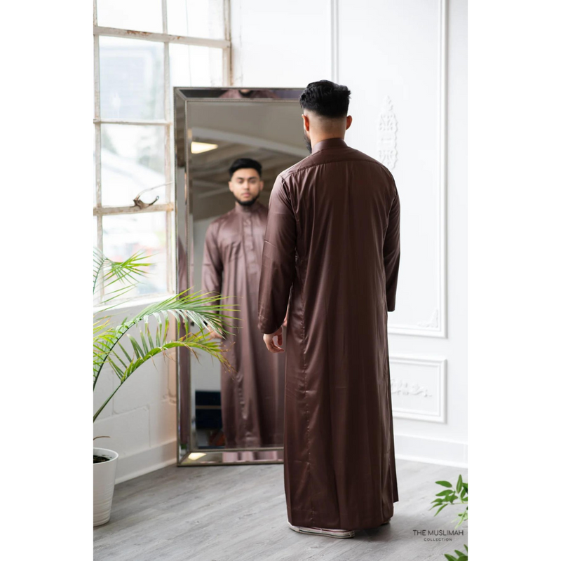 Saudi Collared Thobe (Coffee Brown)